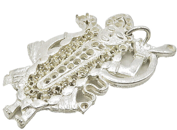 925 Sterling Silver  Vintage Shiny Spiritual Figure Religious Pendant  PT12905