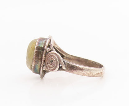 925 Sterling Silver Vintage Ring Oval Quartz With Spiral Accent  Sz 5.5  RG34782