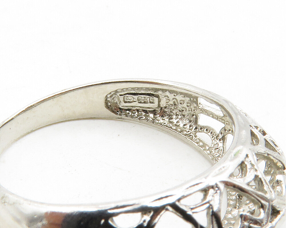 925 Sterling Silver Shiny Open Love Heart Dome Band Ring Sz 8 RG13514