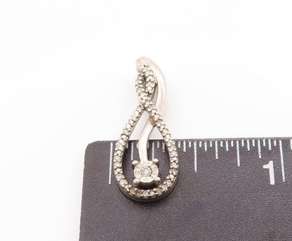 925 Sterling Silver Vintage Pendant Delicate Designer Diamonds Inlay   PT23075