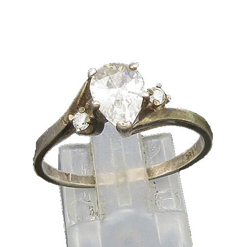 925 Sterling Silver  Vintage Cubic Zirconia Bypass Band Ring Sz 10  RG21902