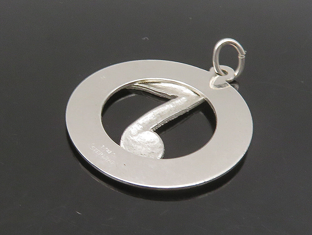 925 Sterling Silver  Vintage Shiny Textured 8th Note Music Pendant  PT19601