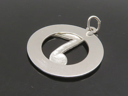 925 Sterling Silver  Vintage Shiny Textured 8th Note Music Pendant  PT19601