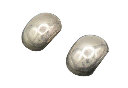 MEXICO 925 Sterling Silver  Vintage Shiny Smooth Non Pierce Earrings  EG8057