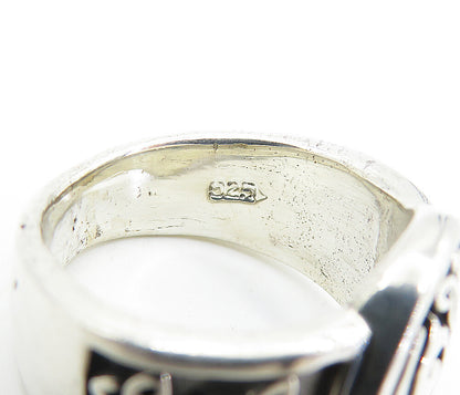 925 Sterling Silver  Celtic Knot Detail Shiny Large Band Ring Sz 11.5  RG7571