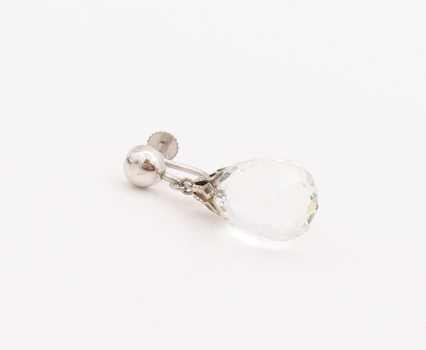 925 Sterling Silver Vintage Earrings Modernist Water Drop Cut CZ  EG13057