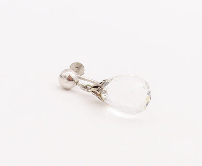 925 Sterling Silver Vintage Earrings Modernist Water Drop Cut CZ  EG13057