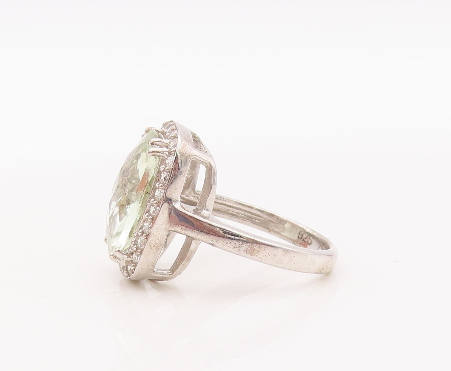 925 Sterling Silver Vintage Ring Rectangle 2 Tone Topaz  Sz 6.5  RG29345