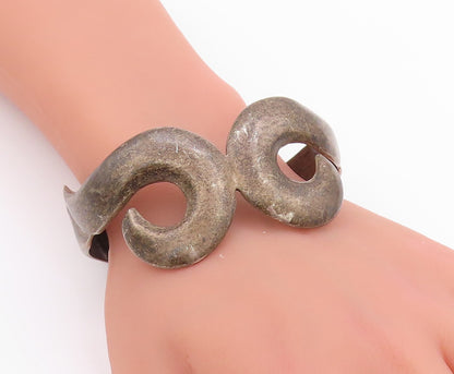 925 Sterling Silver Vintage Bracelet Antique Double Swirl Cuff  BT11330