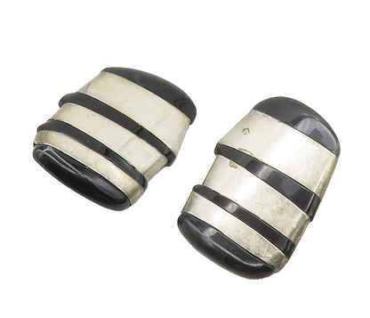 925 Sterling Silver  Vintage Black Onyx Non Pierce Drop Earrings  EG8222