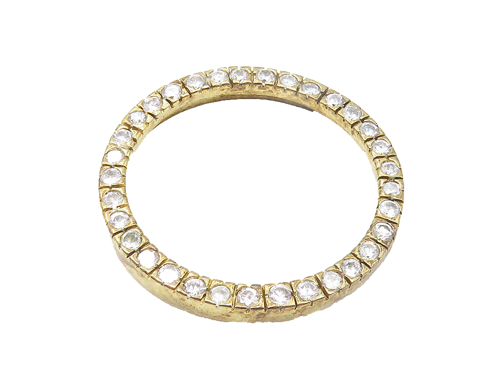 925 Sterling Silver  Vintage Cubic Zirconia Gold Plated Circle Pendant  PT8705