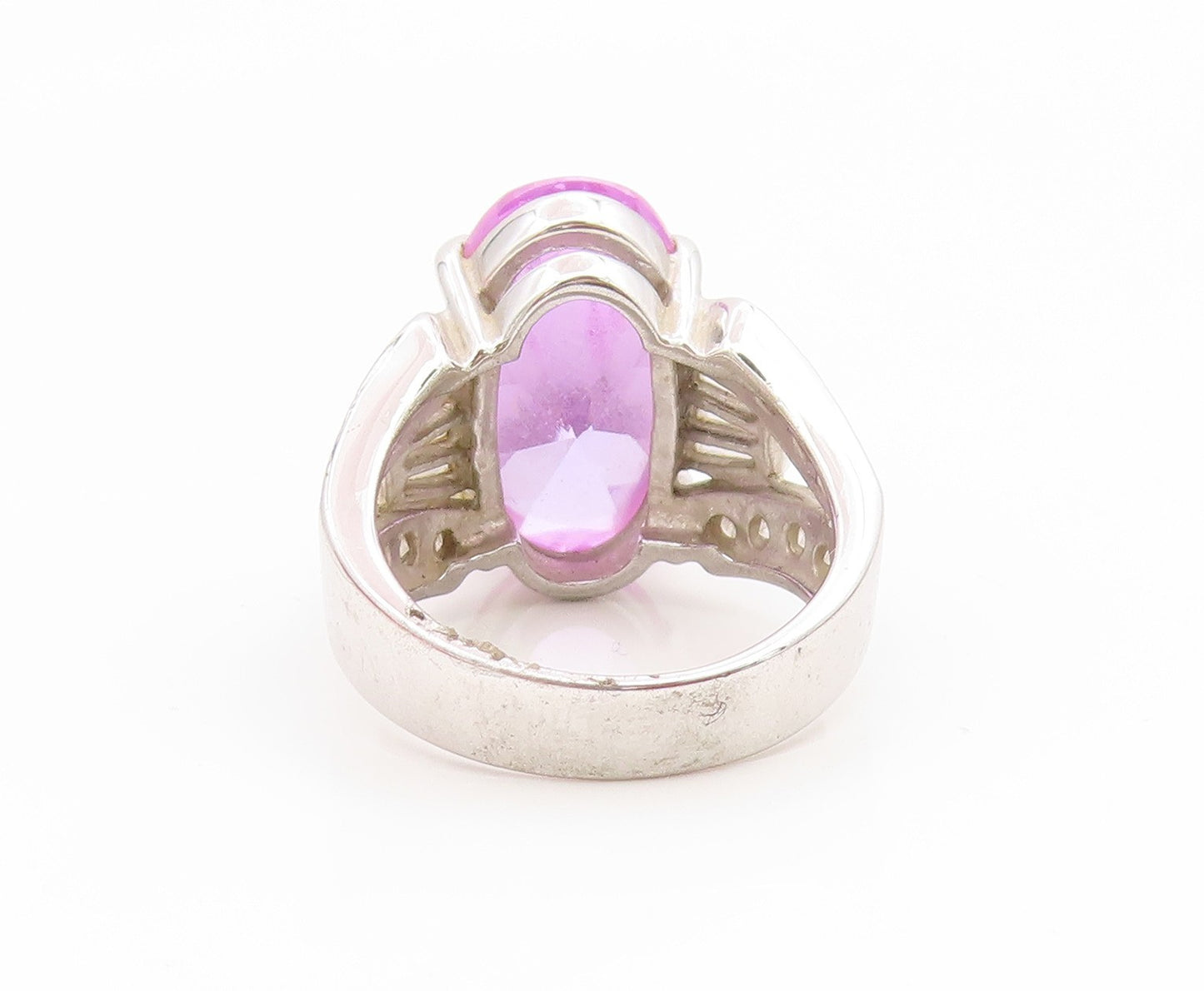 925 Sterling Silver Vintage Ring Oval Cut Amethyst & Topaz Band  Sz 7  RG35073