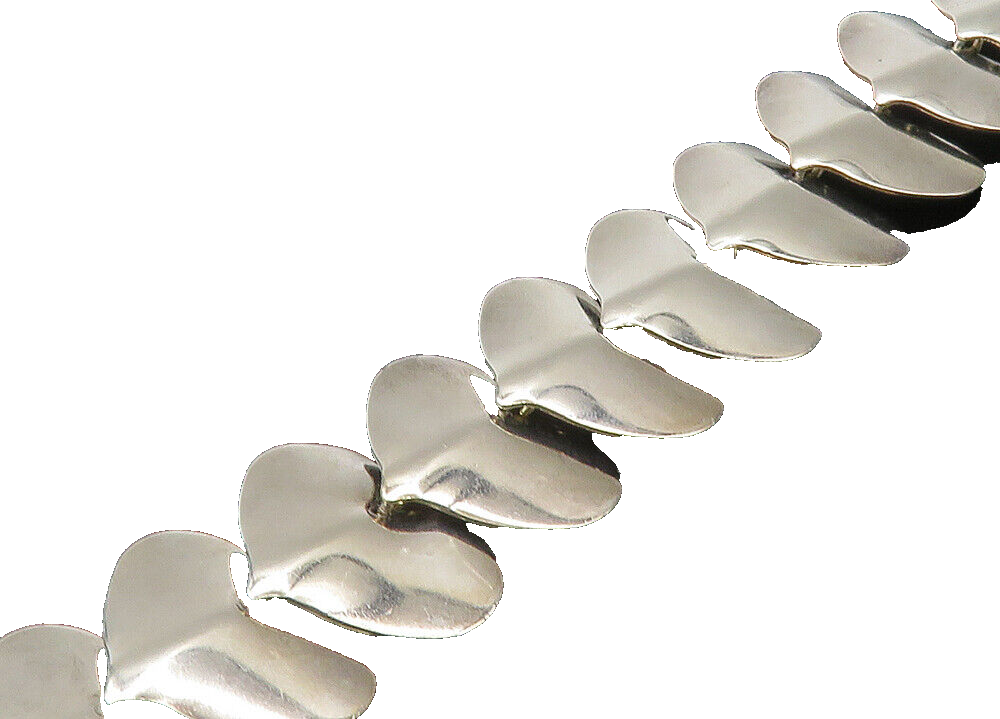 ESPO 925 Sterling Silver  Vintage Shiny Love Hearts Chain Bracelet  BT8704