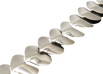 ESPO 925 Sterling Silver  Vintage Shiny Love Hearts Chain Bracelet  BT8704