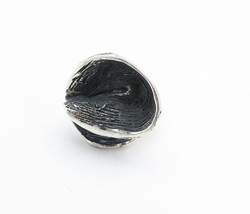 925 Sterling Silver  Vintage Oxidized Sculpted Statement Ring Sz 8.5  RG5807