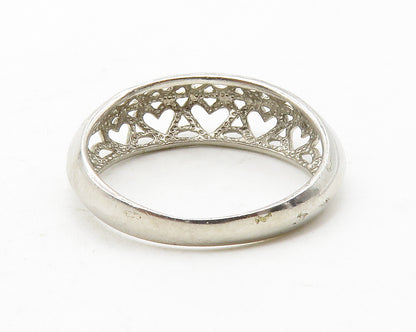925 Sterling Silver Shiny Open Love Heart Dome Band Ring Sz 8 RG13514