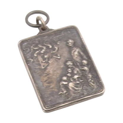 925 Sterling Silver Vintage Pendant Antique Fire Dept Home Again Award  PT25717