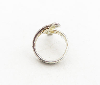 925 Sterling Silver  Vintage Shiny Split Bypass Swirl Band Ring Sz 9  RG8653