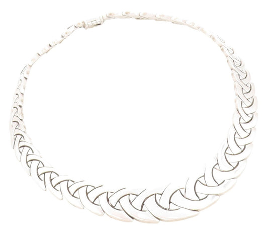925 Sterling Silver Vintage Necklace Designer Graduated Link Band NE4570
