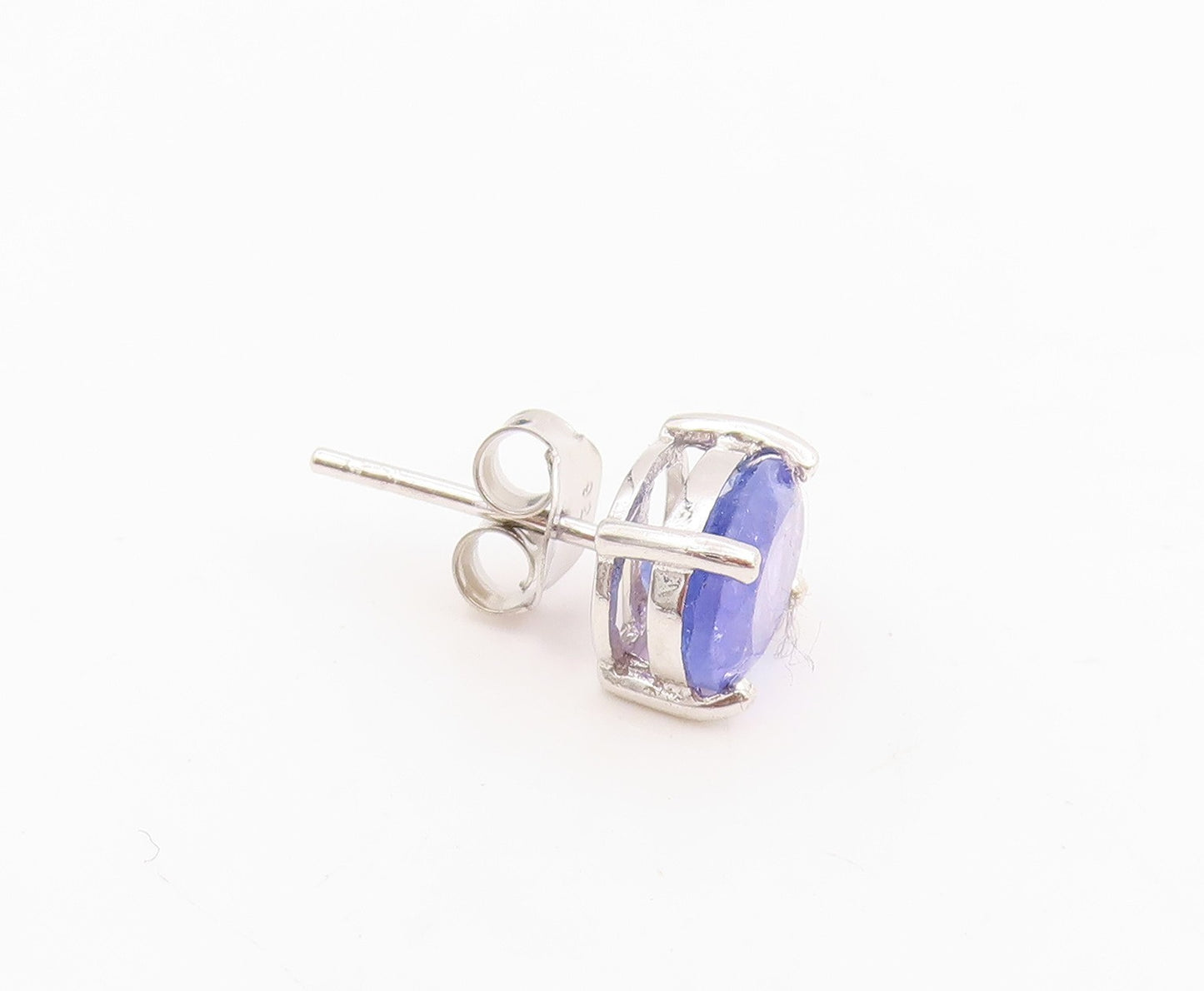 925 Sterling Silver Vintage Earrings Minimalist Oval Tanzanite Studs  EG13736