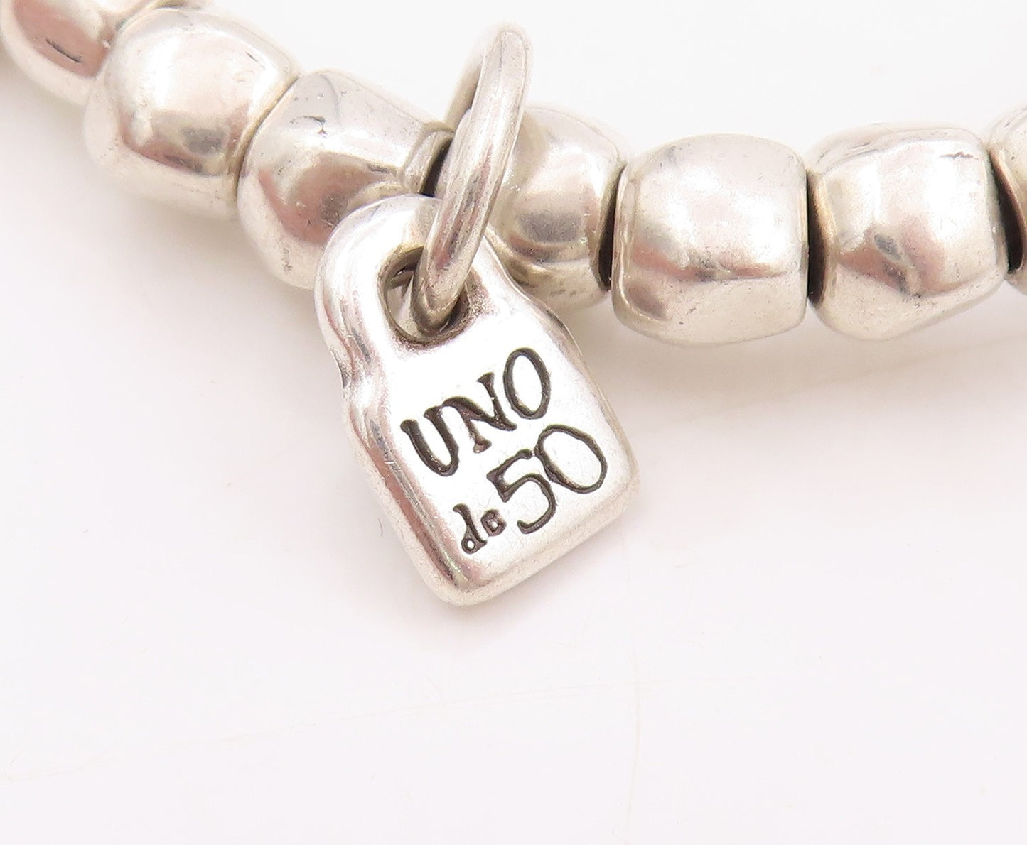 925 Sterling Silver Vintage Bracelet UNO DE 50 Suerte Lucky Bead Design  BT11490