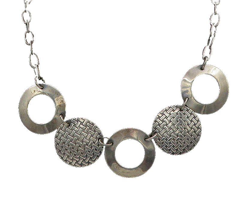 925 Sterling Silver  Vintage Dark Tone Woven Design Chain Necklace  NE3663