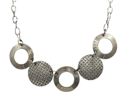 925 Sterling Silver  Vintage Dark Tone Woven Design Chain Necklace  NE3663