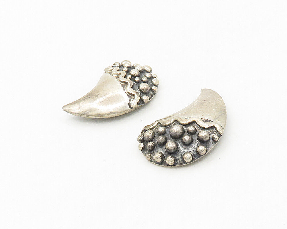 MEXICO 925 Silver  Vintage Dark Tone Bubble Detail Non Pierce Earrings  EG8984