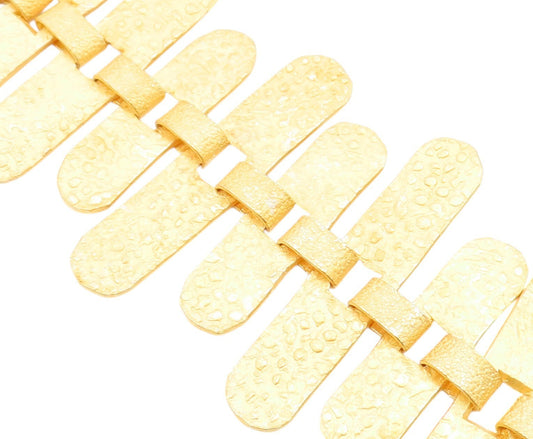 925 Sterling Silver Vintage Bracelet Gold Plated Cutout Oval Slabs  BT10984
