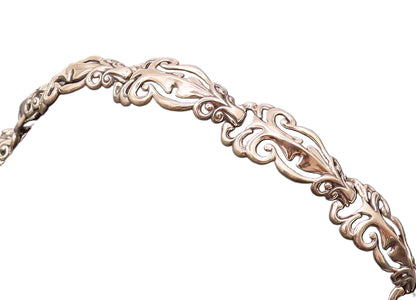 CAROLYN POLLACK 925 Silver Vintage Swirly Stencil Cutout Link Bracelet BT10025