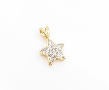 925 Sterling Silver Vintage Pendant Gold Plated Clustered CZ Star Charm  PT25061