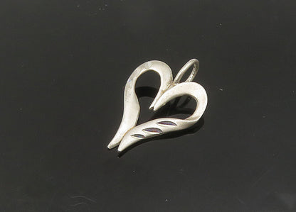 925 Sterling Silver  Vintage Diamond Cut Open Love Heart Pendant  PT17358