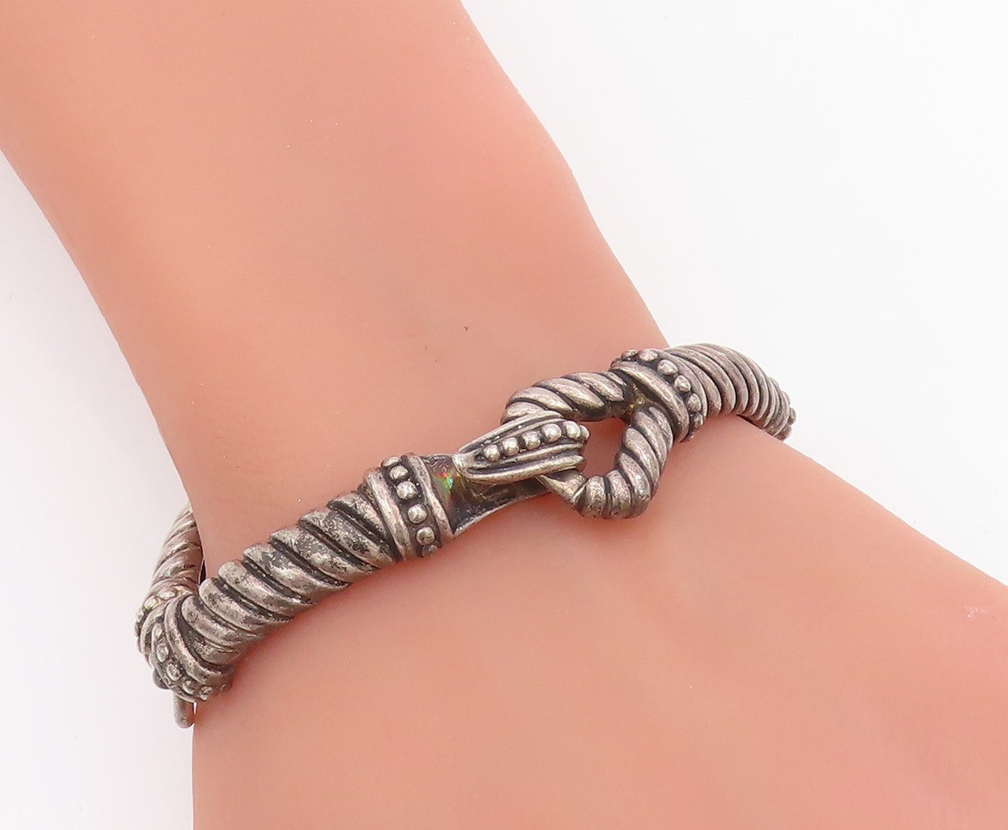 925 Sterling Silver Vintage Bracelet WHITHEY KELLY Twisted Rope Link  BT11489