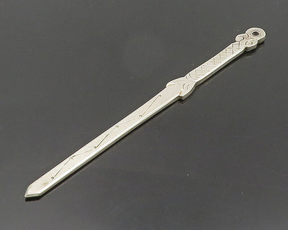 925 Sterling Silver  Vintage Shiny Etched Detail Sword Trinket  TR2599