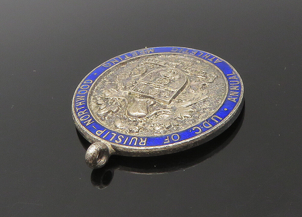 925 Sterling Silver  Vintage Enamel Annual Athletic Meeting Pendant  PT18466