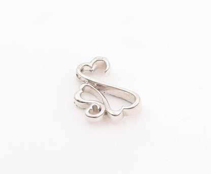 925 Silver  Vintage Genuine Blue & White Diamonds Love Hearts Pendant  PT19813