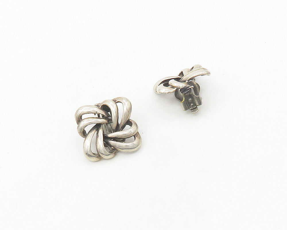 925 Sterling Silver  Vintage Shiny Smooth Non Pierce Drop Earrings  EG9234