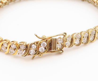 925 Sterling Silver  Petite Topaz Gold Plated Swirl Chain Bracelet  BT5244