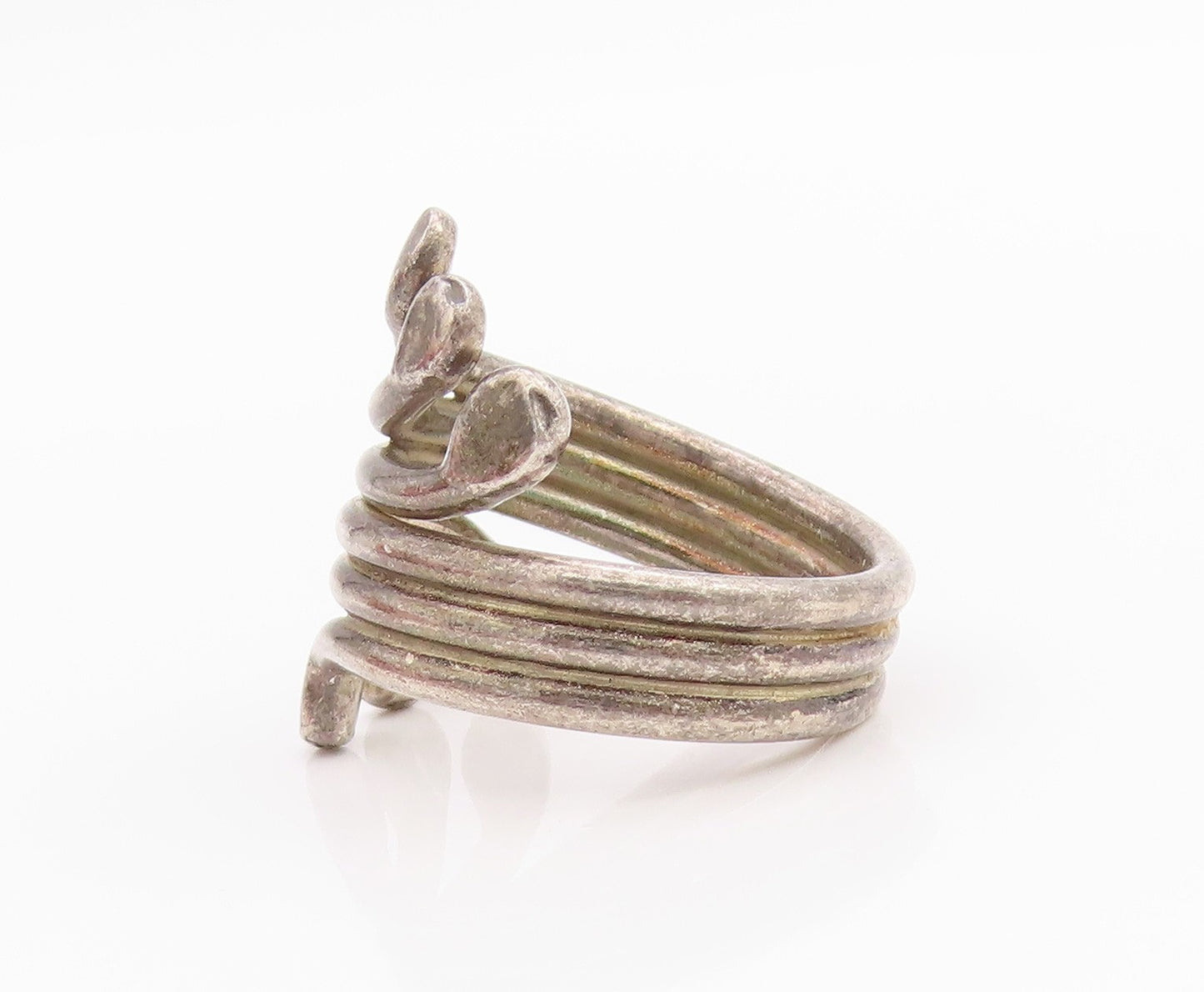 925 Sterling Silver Vintage Ring Dark Tone Wired Swirls  Sz 7.5  RG33205