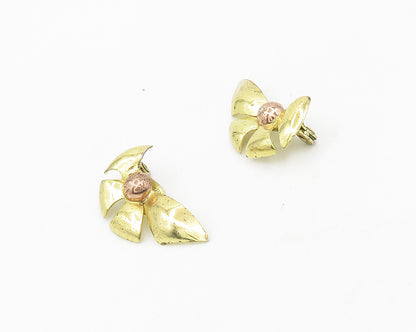 MONET 925 Sterling Silver  Vintage Shiny Two Tone Non Pierce Earrings  EG9426