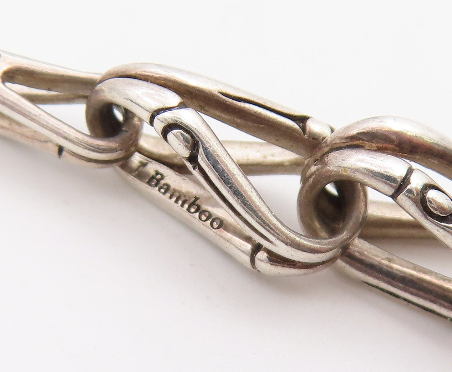 925 Sterling Silver Vintage Earrings JOHN HARDY Bamboo Loop Linear Drop  EG14484