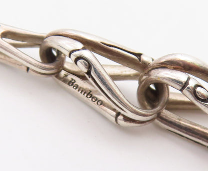 925 Sterling Silver Vintage Earrings JOHN HARDY Bamboo Loop Linear Drop  EG14484