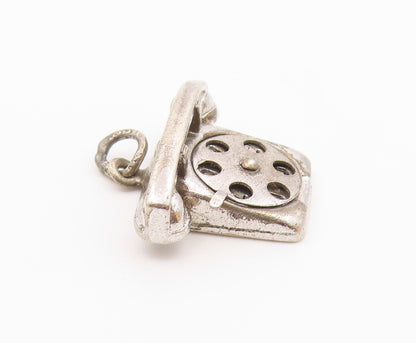 925 Sterling Silver  Vintage Petite Old Fashioned Telephone Pendant  PT16414