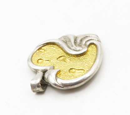 GORHAM 925 Silver  Vintage Two Tone Heart Footprints Quote Pendant  PT12833