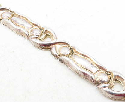 925 Sterling Silver  Vintage Shiny Hollow Hinge Link Chain Bracelet  BT4093