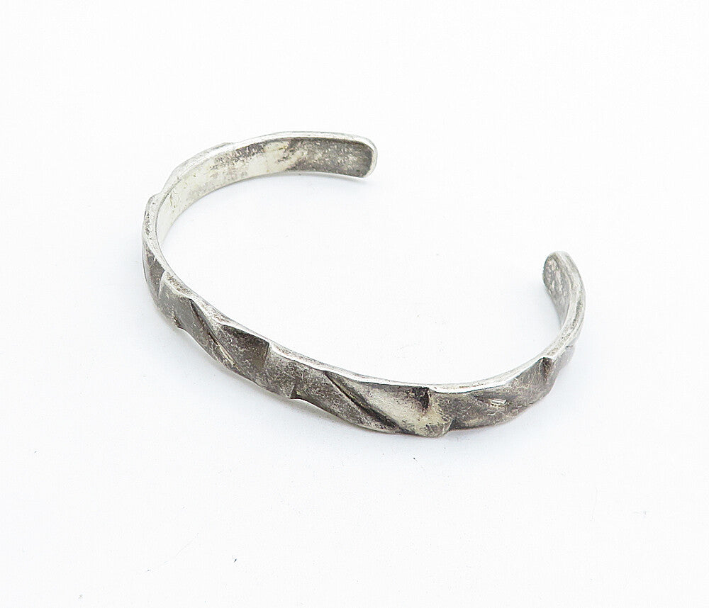 MEXICO 925 Sterling Silver Vintage Dark Tone Petite Cuff Bracelet BT2049