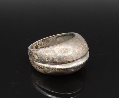 925 Sterling Silver  Vintage Minimalist Spilt Dome Ring Sz 7.5  RG26024