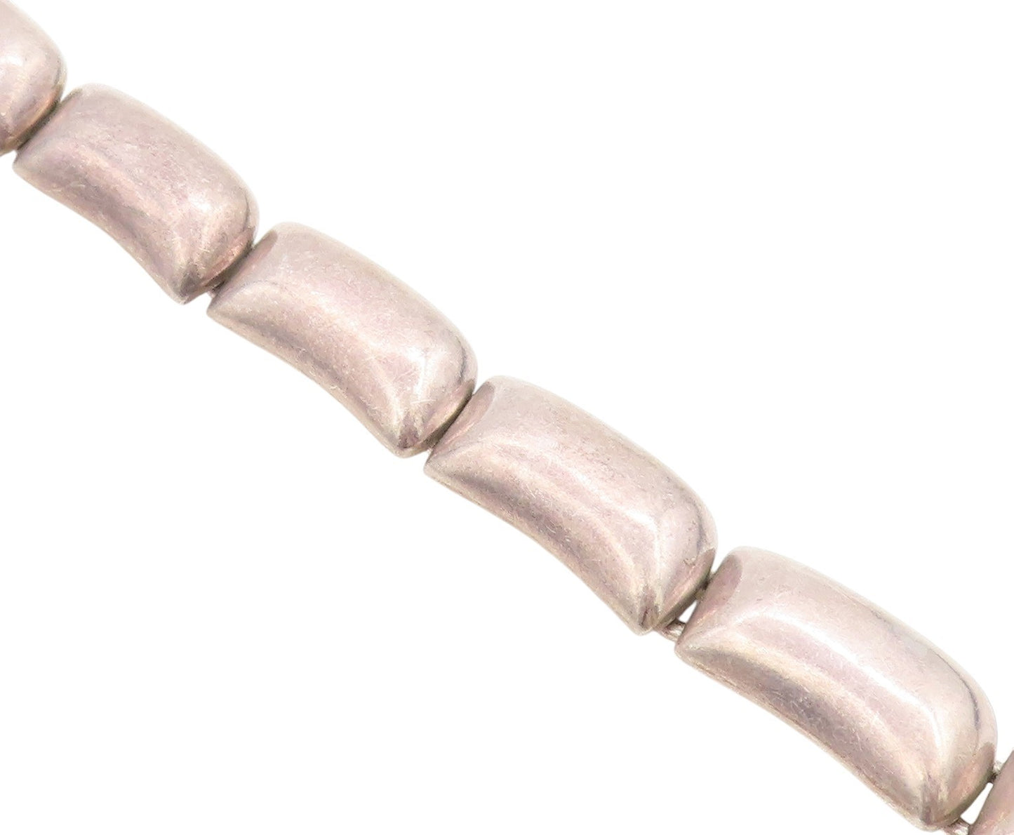925 Sterling Silver Vintage Bracelet MEXICO Rectangular Pebble Beaded  BT11363