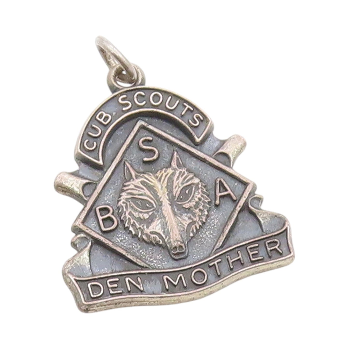925 Sterling Silver Vintage Pendant Wolf Head Embalm Cub Scouts  PT24381