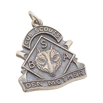 925 Sterling Silver Vintage Pendant Wolf Head Embalm Cub Scouts  PT24381